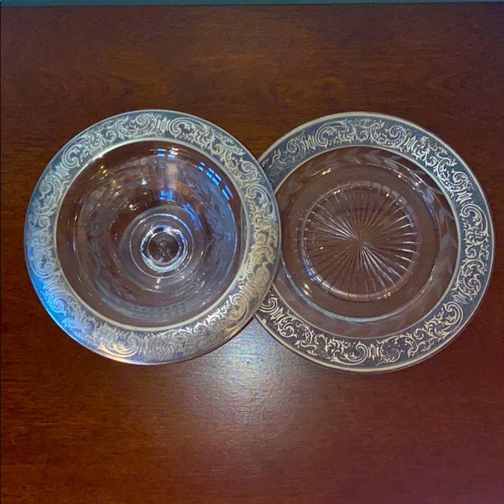 🍬Vintage Silver Plated GlassCandy Dish W Saucer!